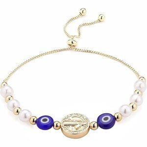 Blue Evil Eye Bracelet Saint Benedict Medal Retro Bracelet
